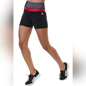 Women's Black and Red Athletic Shorts